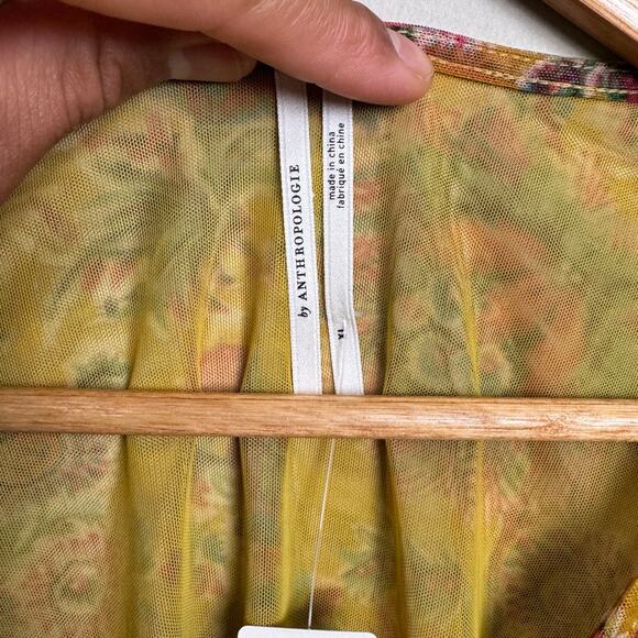 NWT Anthropologie floral 1/2 button up peasant blouse women's XL - Picture 4 of 8